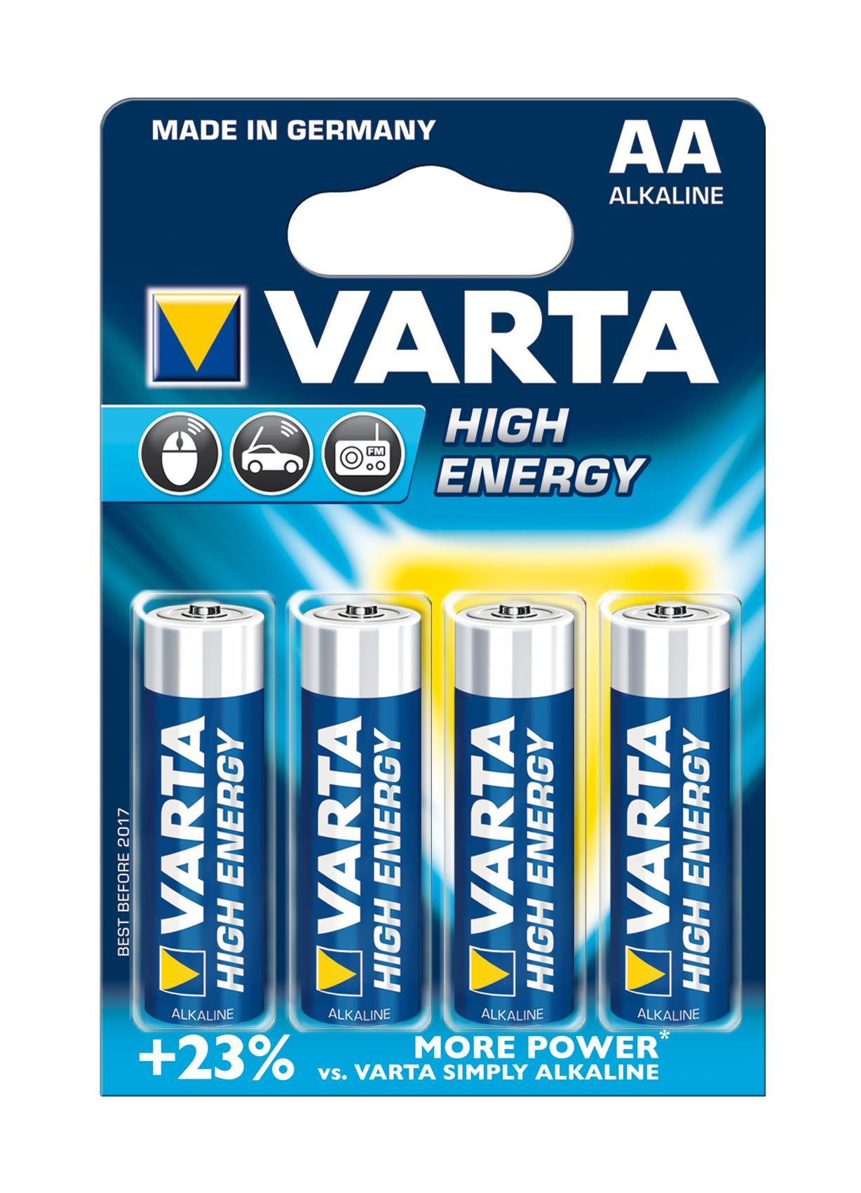 Varta Batterien Alkali High Energy AA LR06 1.5 V (4er Blister)